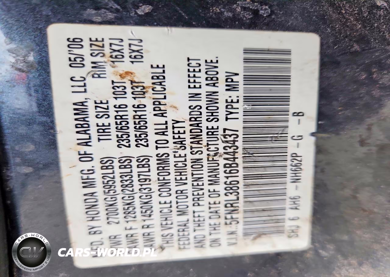 2006 Honda Odyssey Exl VIN:5FNRL38616B443437 - 13