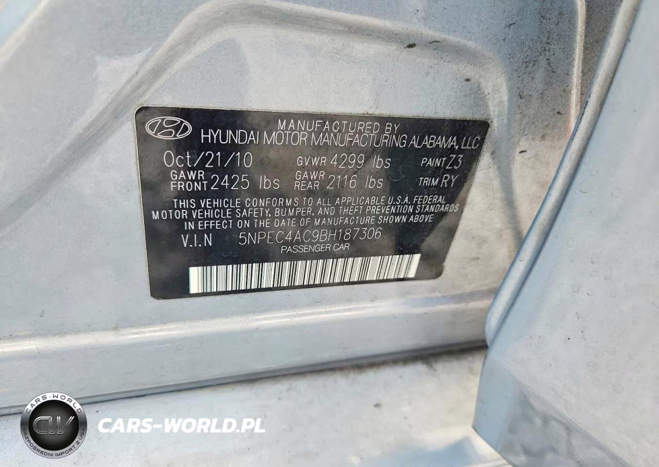 2011 Hyundai Sonata Se VIN:5NPEC4AC9BH187306 - 12