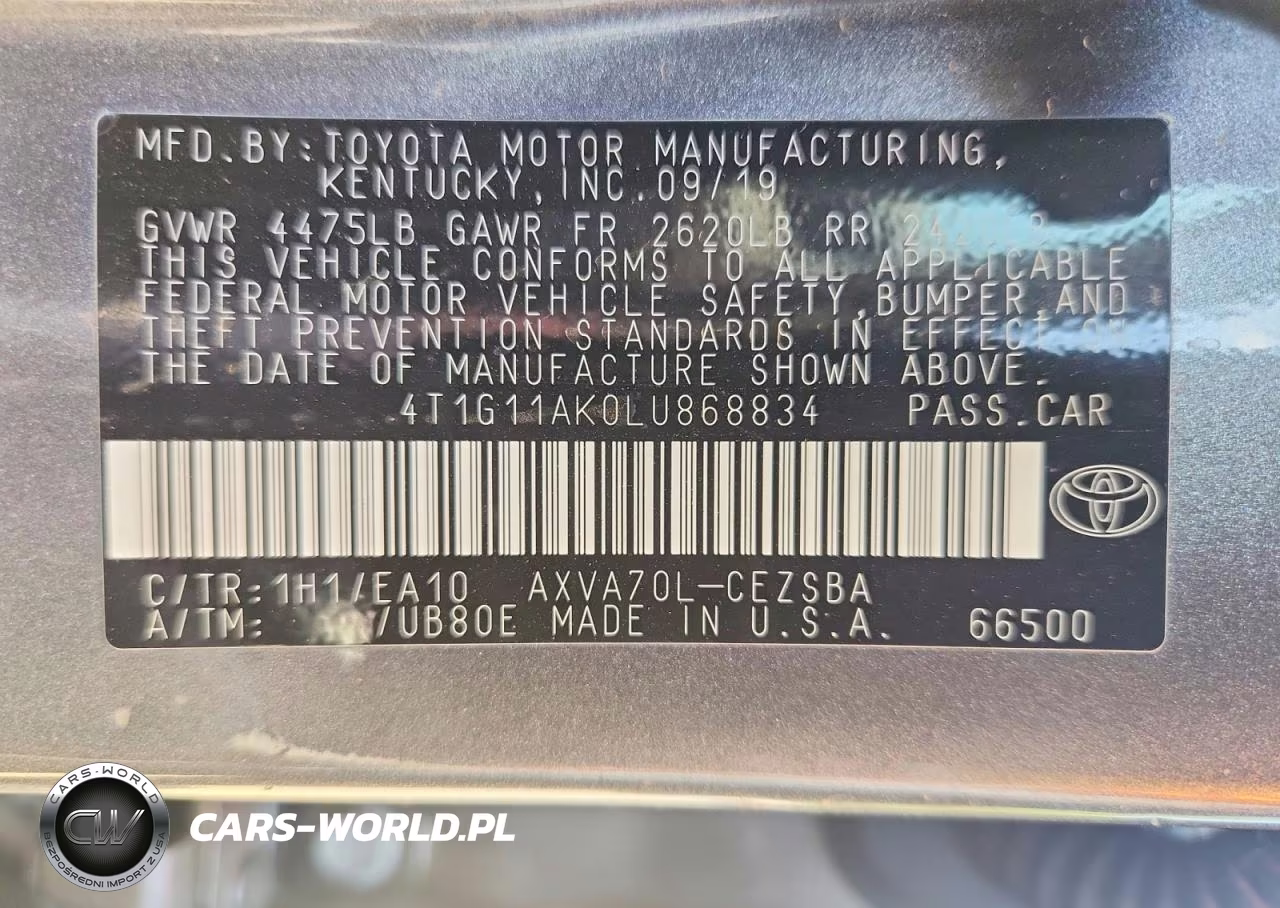 2020 Toyota Camry Se VIN:4T1G11AK0LU868834 - 13