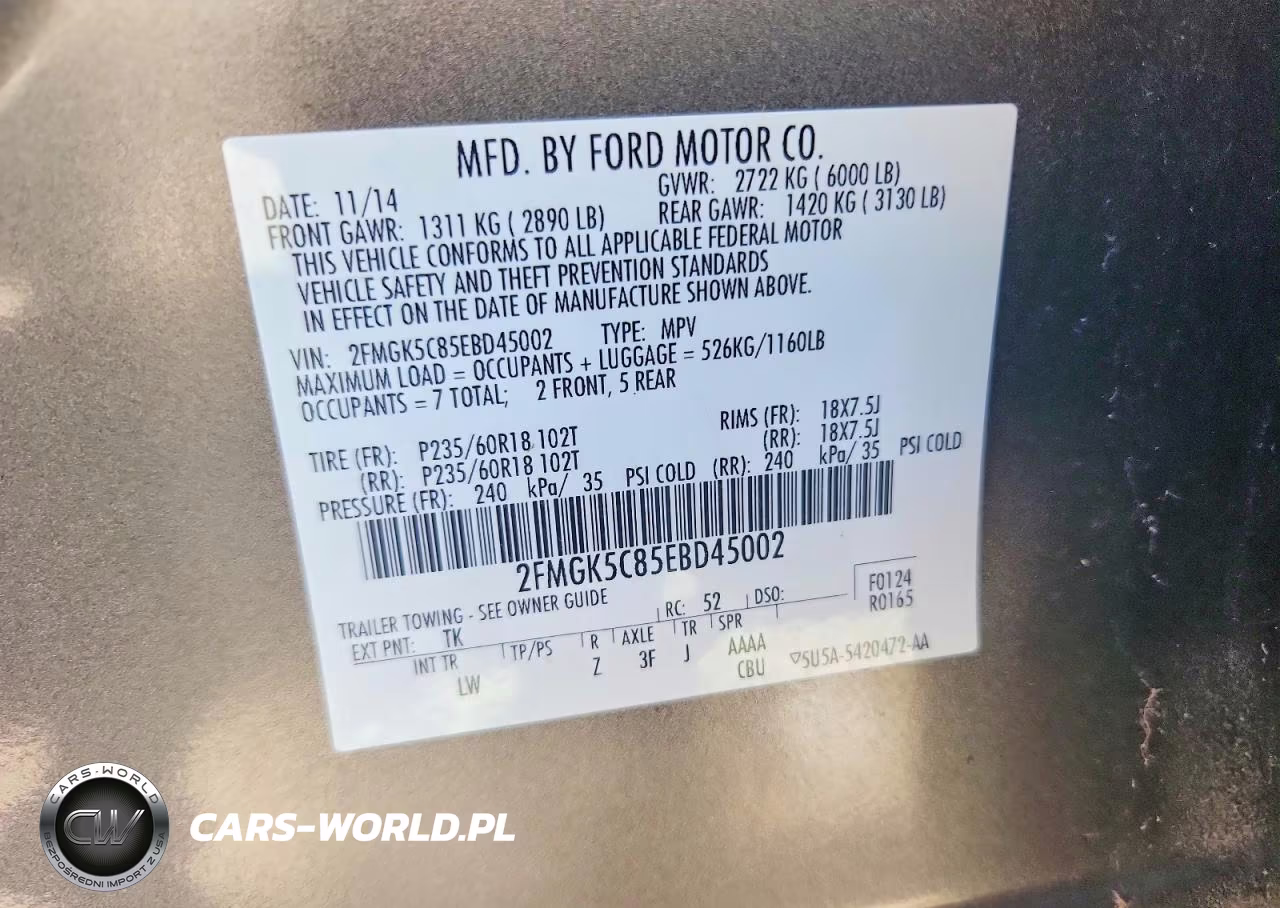 2014 Ford Flex Sel VIN:2FMGK5C85EBD45002 - 14