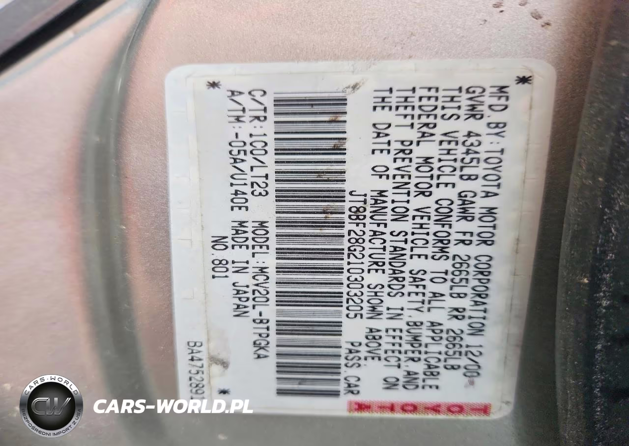 2001 Lexus Es 300 VIN:JT8BF28G210303205 - 12