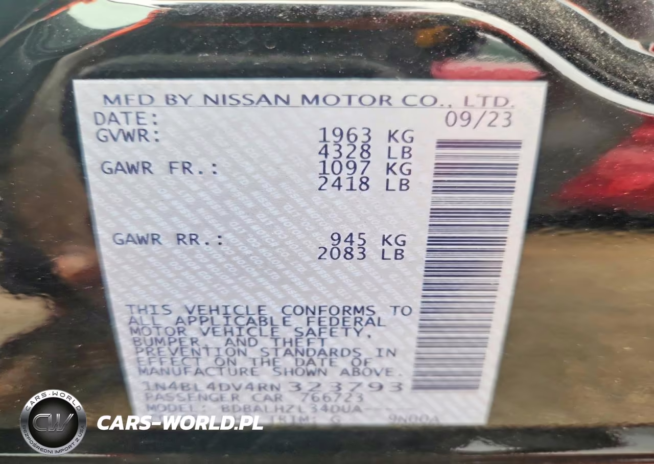 2024 Nissan Altima Sv VIN:1N4BL4DV4RN323793 - 12