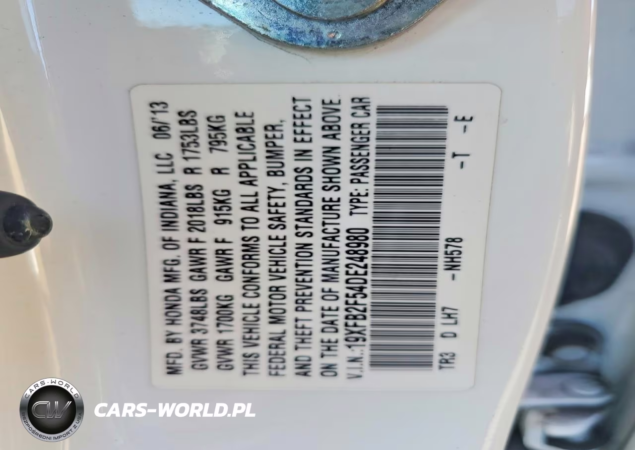 2013 Honda Civic Lx VIN:19XFB2F54DE248980 - 12