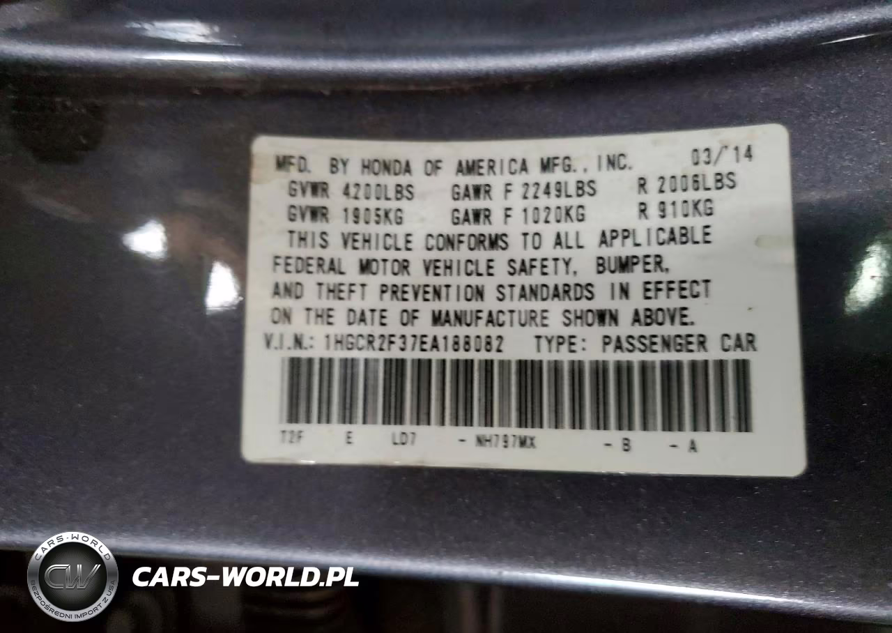HONDA ACCORD LX VIN:1HGCR2F37EA188082 - 12