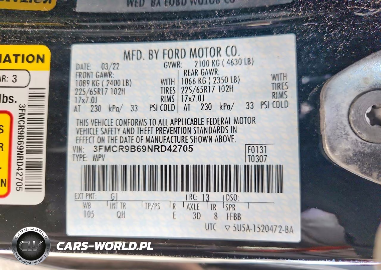 2022 Ford Bronco Sport Big Bend VIN:3FMCR9B69NRD42705 - 12