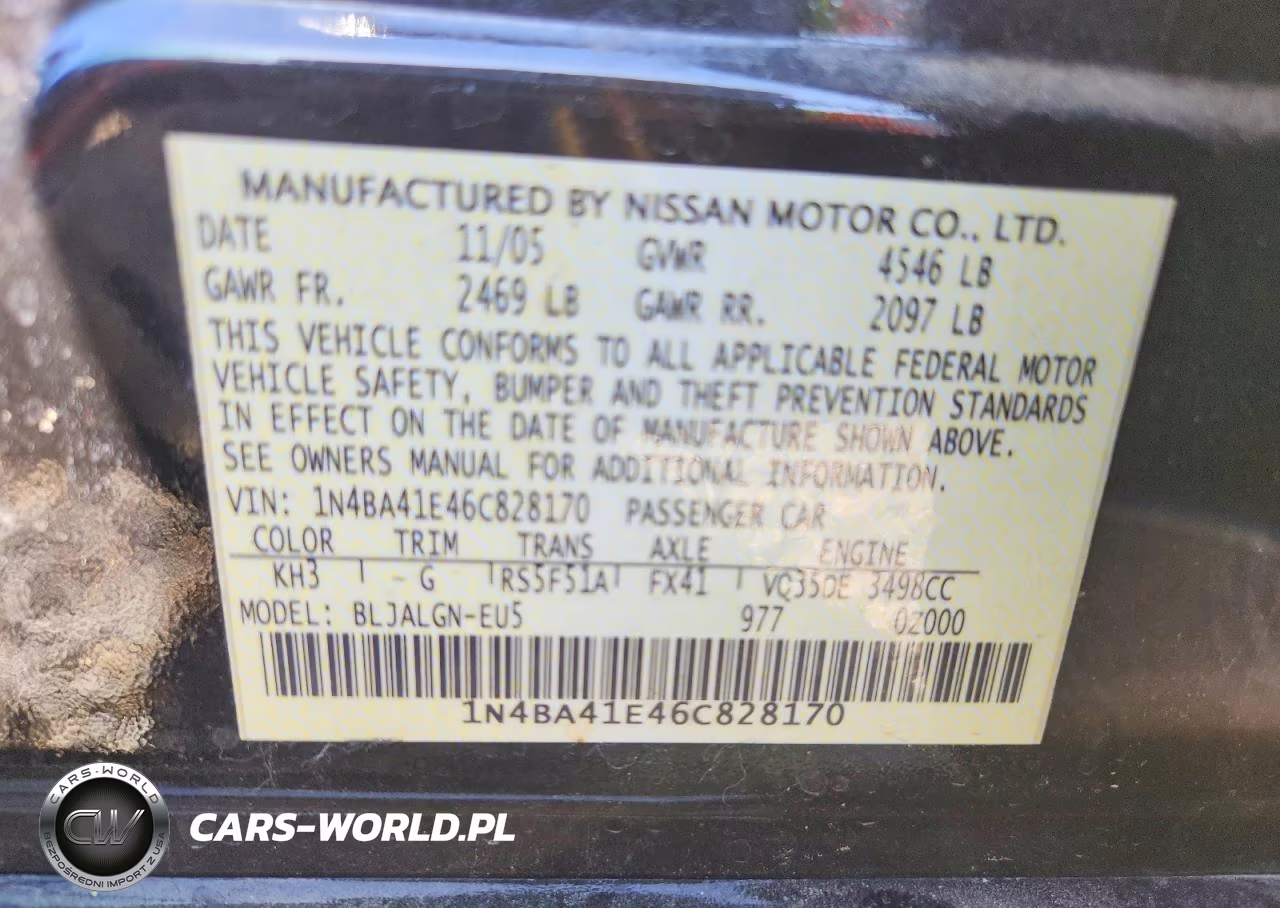 2006 Nissan Maxima 3.5 Se VIN:1N4BA41E46C828170 - 12