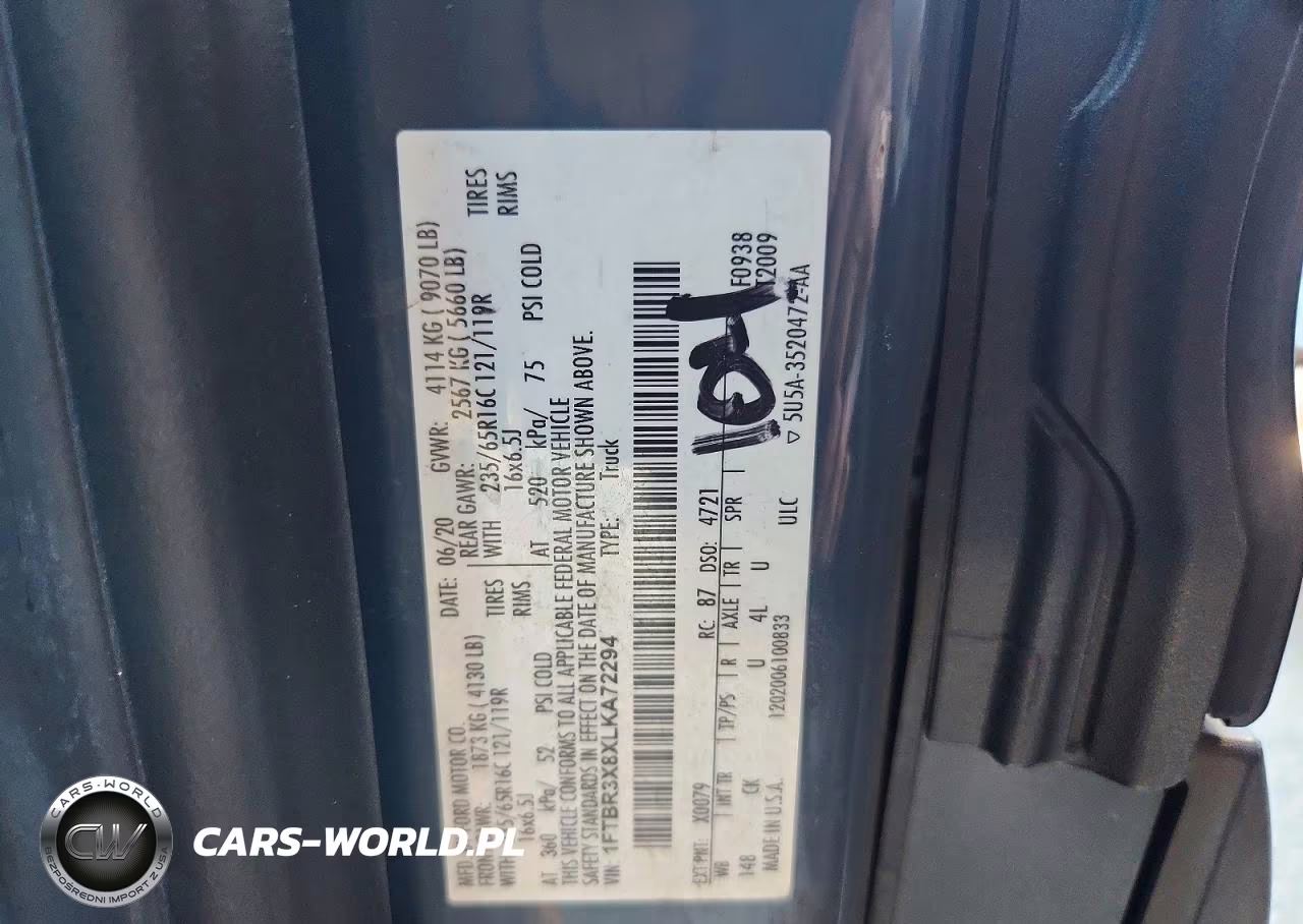 2020 Ford Transit T-250 Delivery Van VIN:1FTBR3X8XLKA72294 - 13
