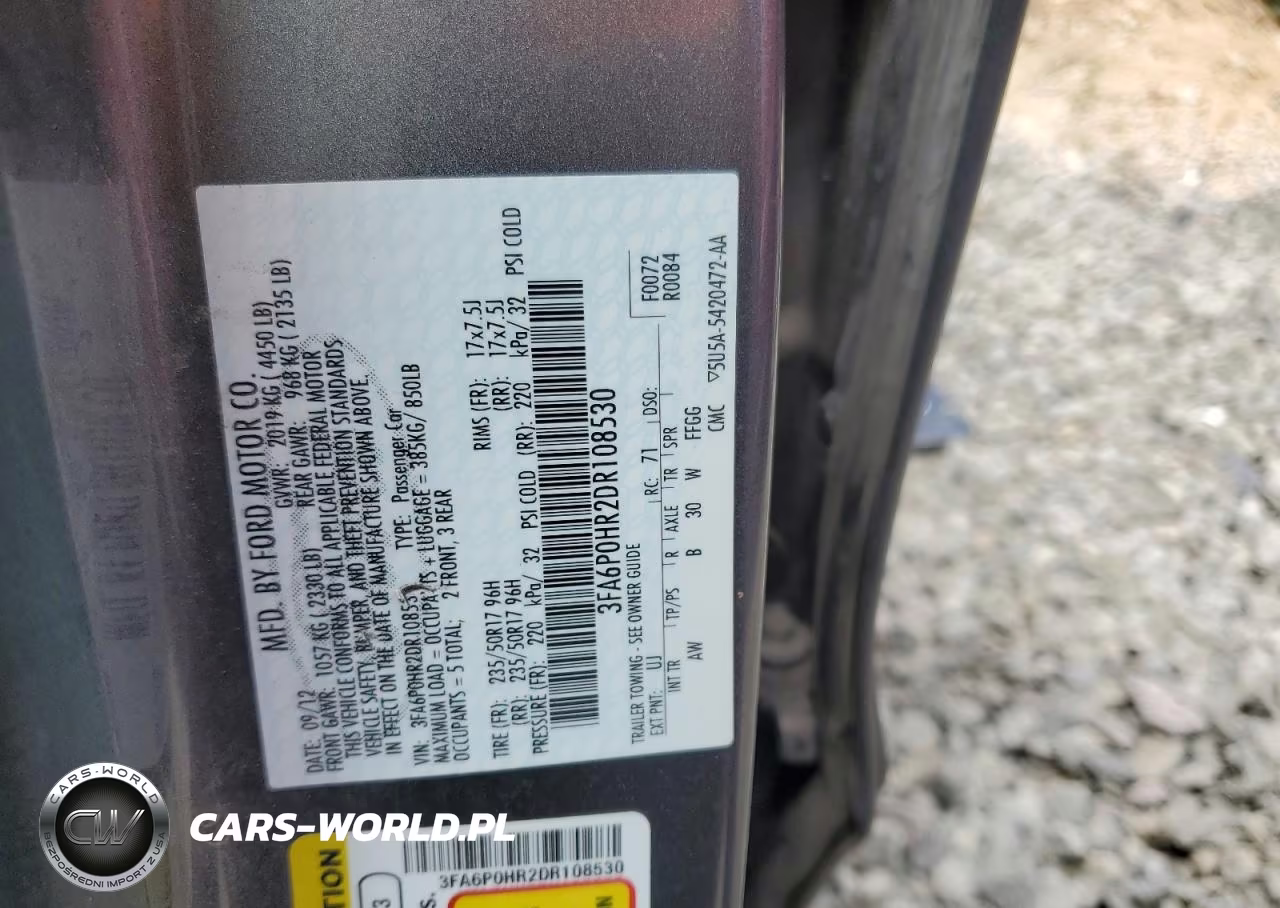 2013 Ford Fusion Se VIN:3FA6P0HR2DR108530 - 12