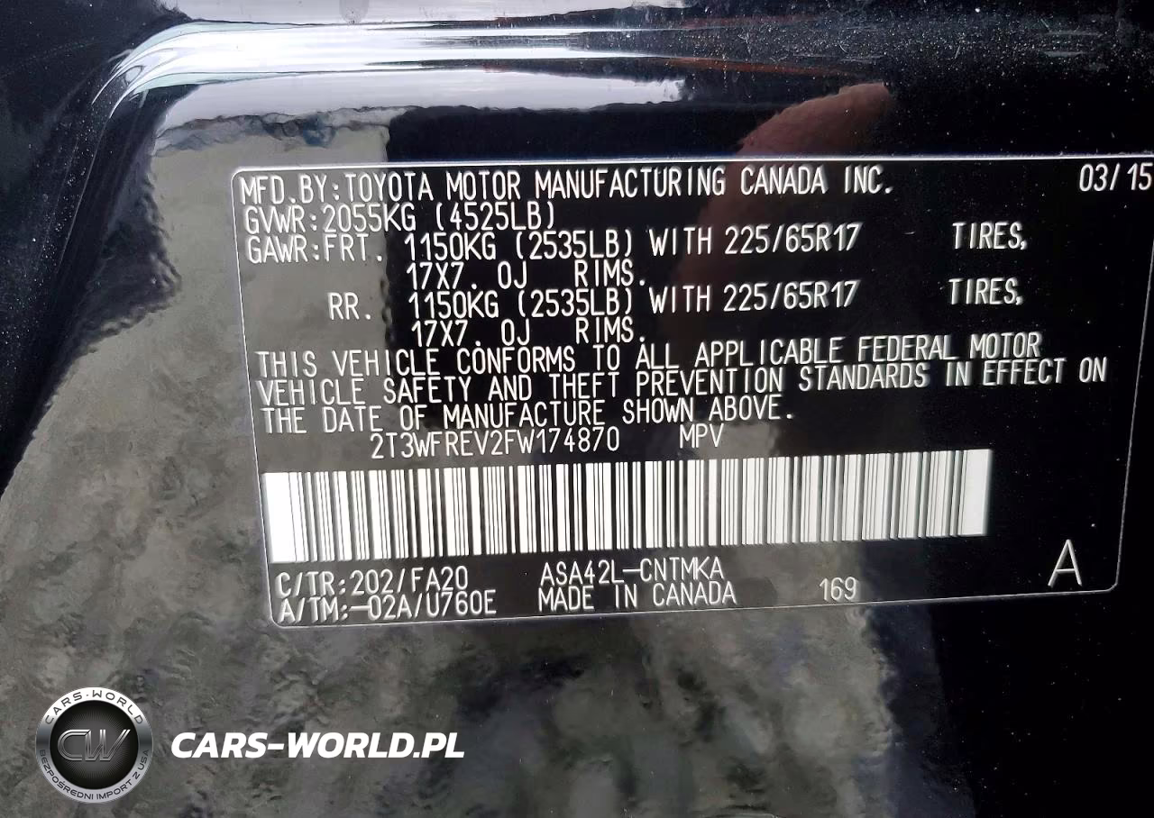 2015 Toyota Rav4 Xle VIN:2T3WFREV2FW174870 - 14