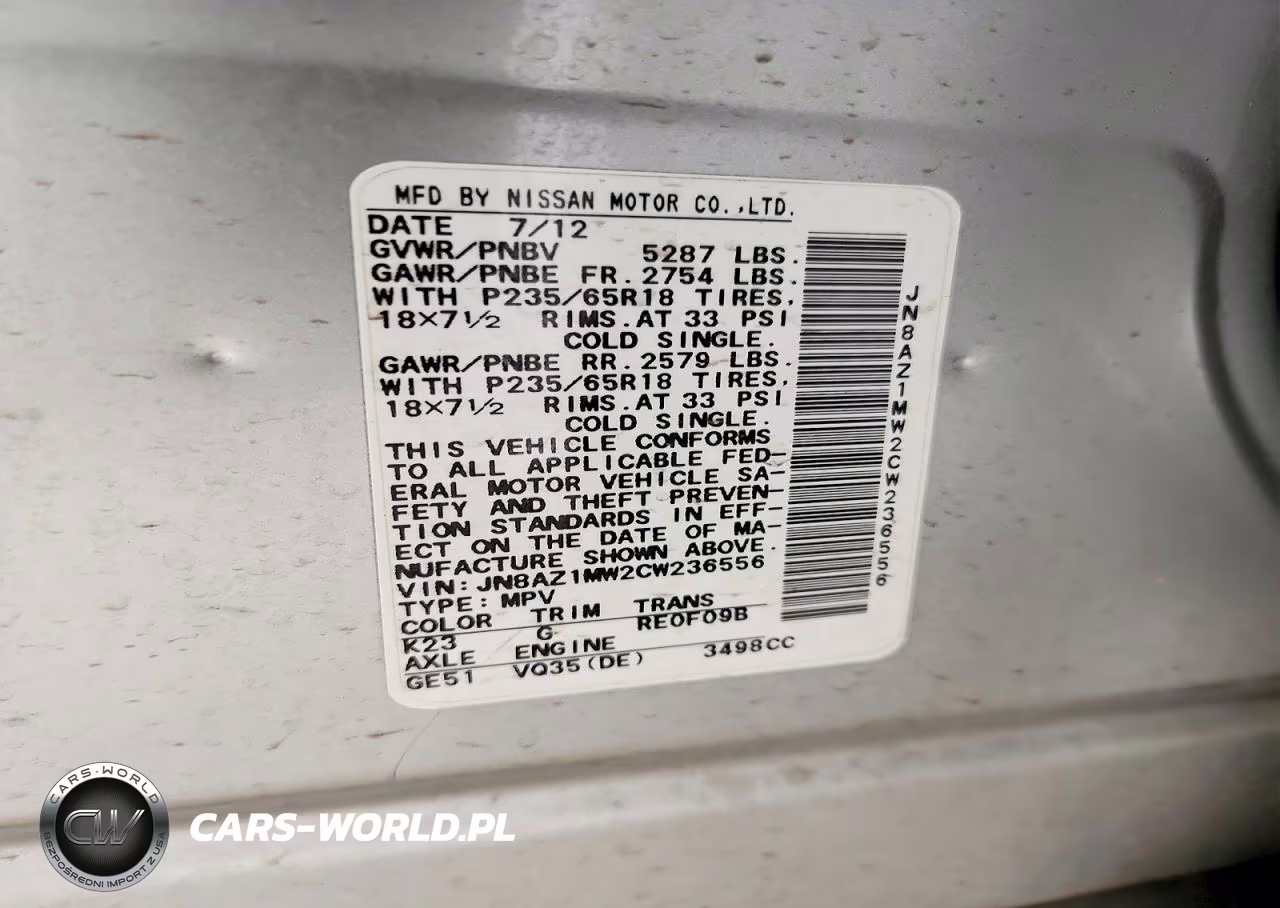 2012 Nissan Murano S VIN:JN8AZ1MW2CW236556 - 13