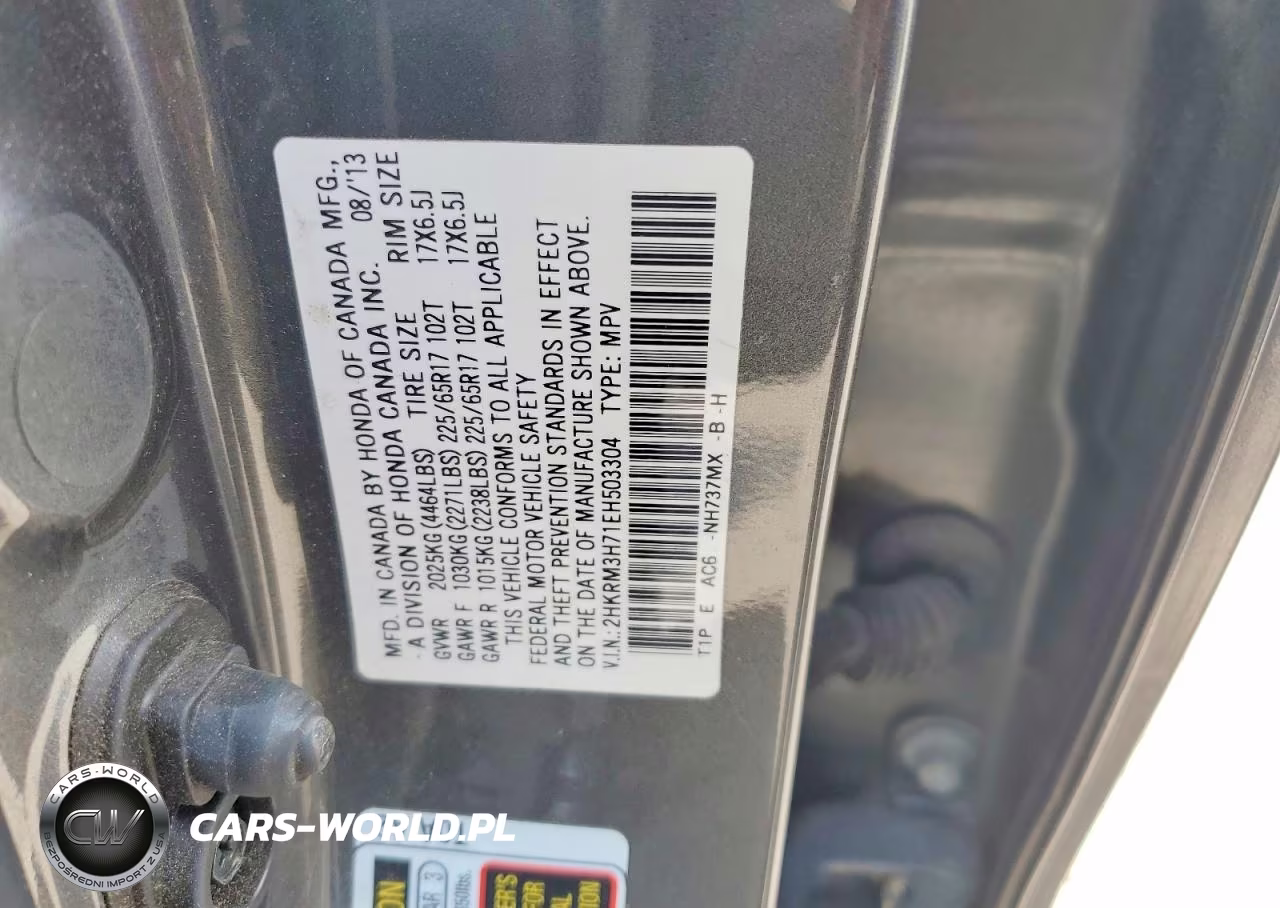 2014 Honda Cr-V Exl VIN:2HKRM3H71EH503304 - 13