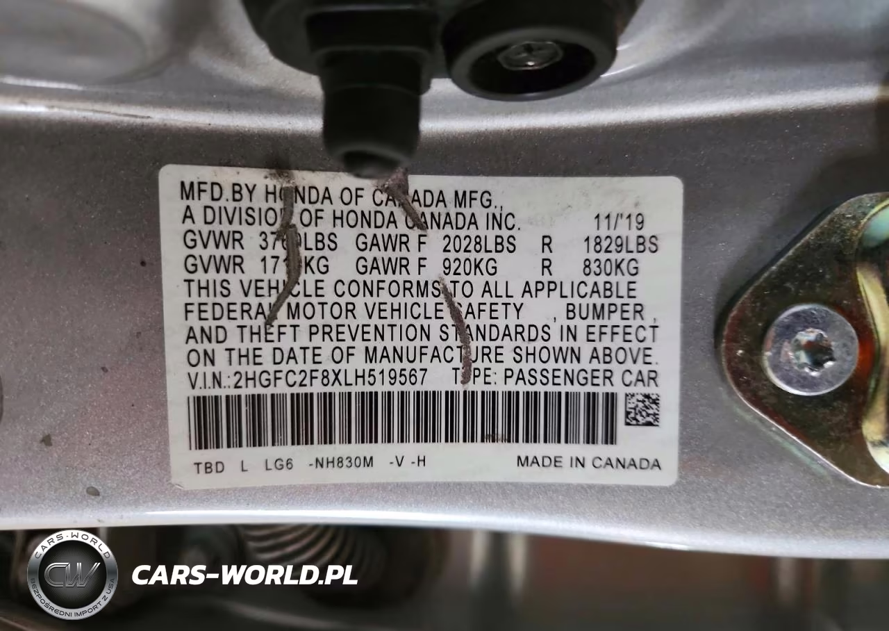 2020 Honda Civic Sport VIN:2HGFC2F8XLH519567 - 12