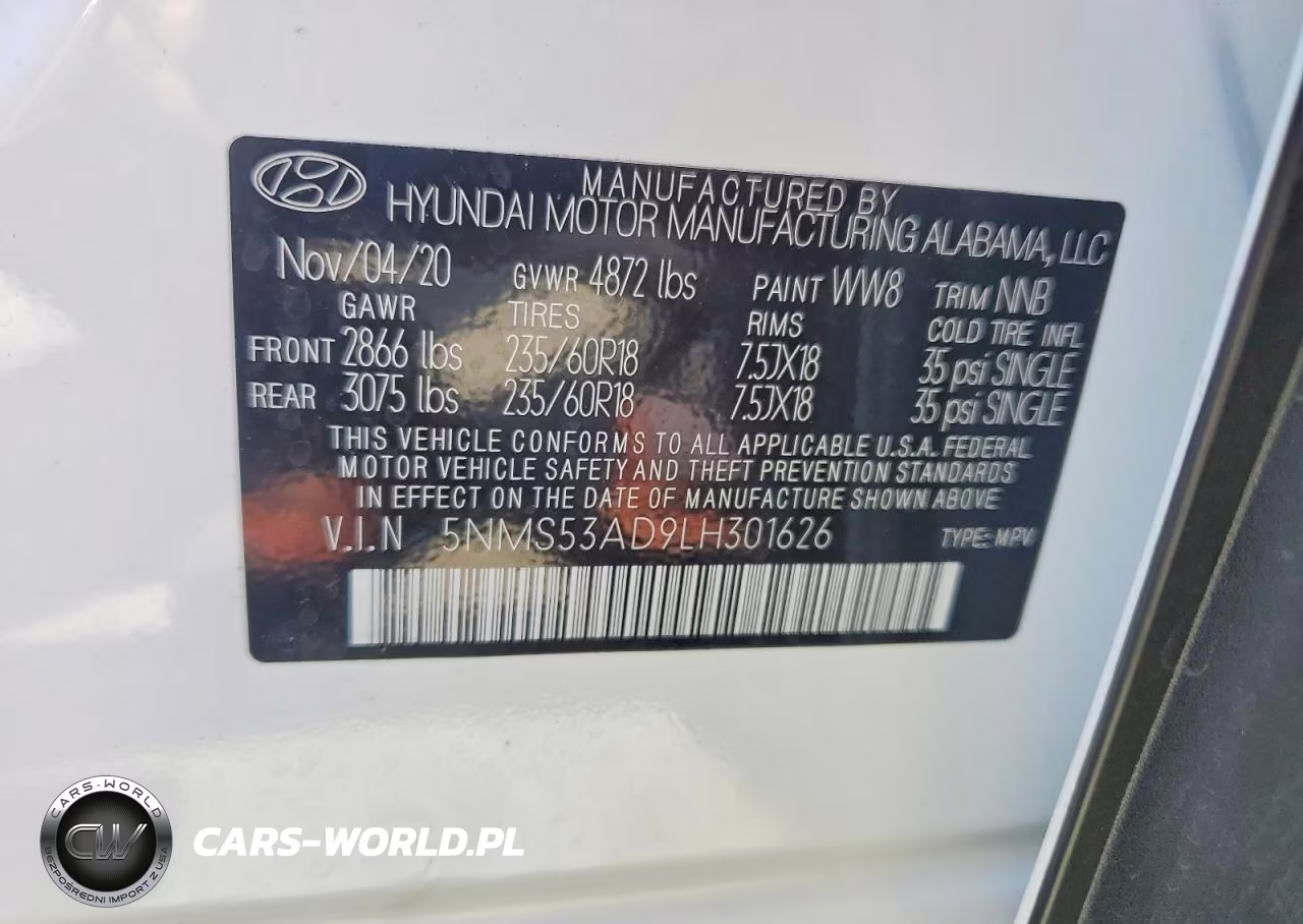 2020 Hyundai Santa Fe Limited VIN:5NMS53AD9LH301626 - 12