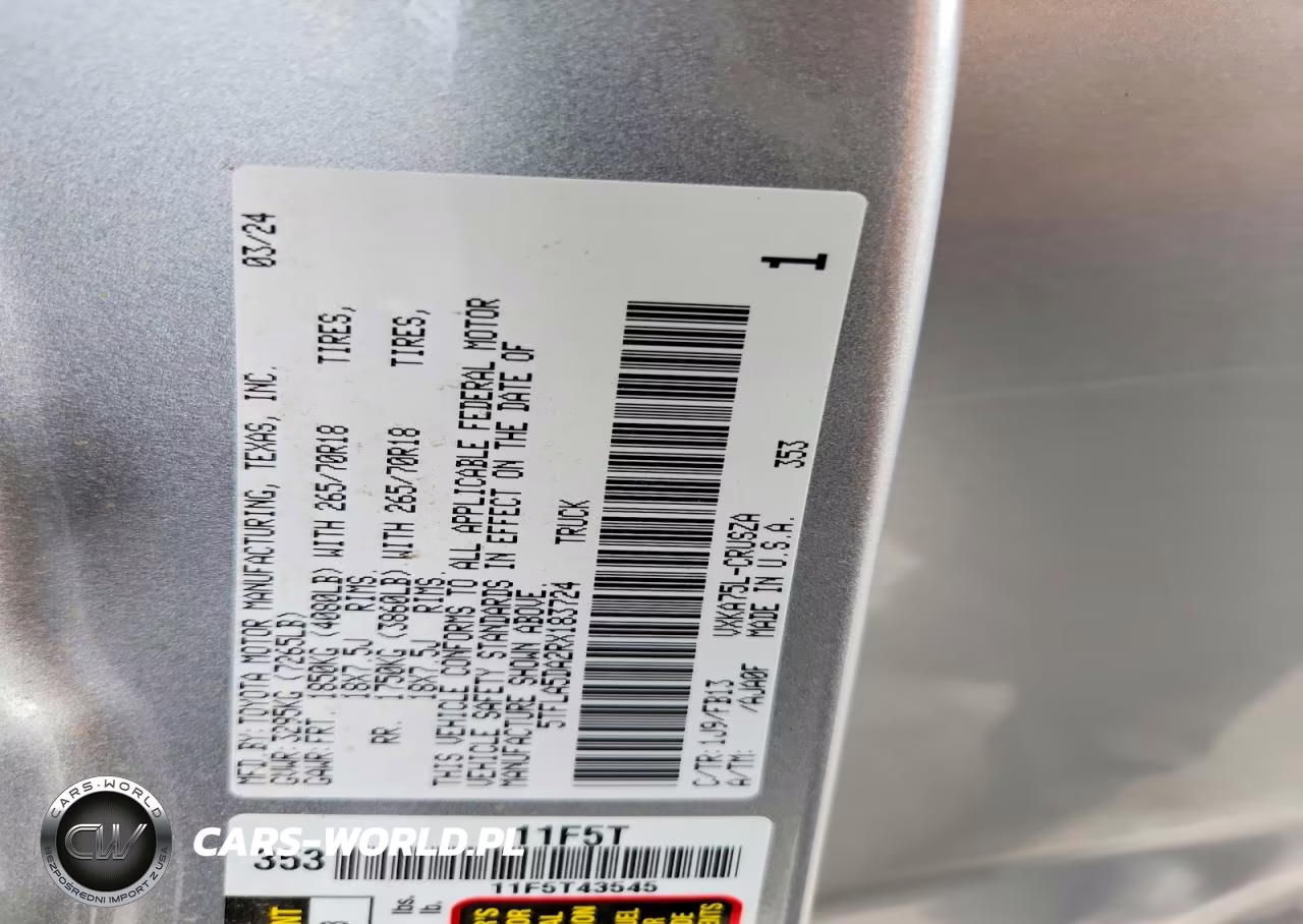 2024 Toyota Tundra Sr5 VIN:5TFLA5DA2RX183724 - 12
