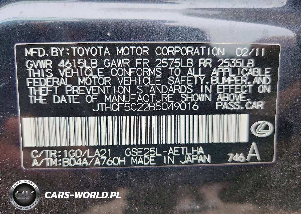 2011 Lexus Is 250 VIN:JTHCF5C22B5049016 - 13