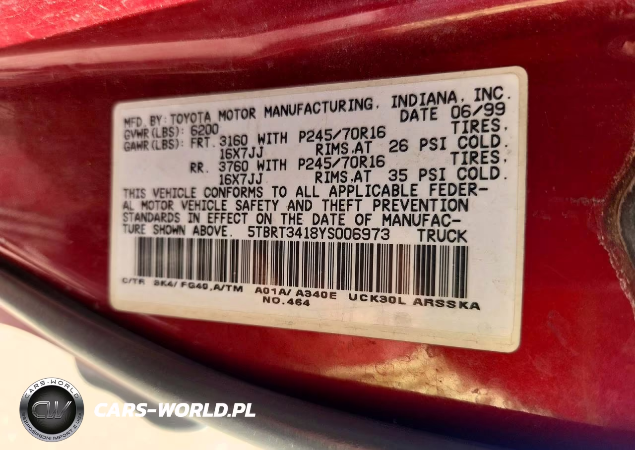 2000 Toyota Tundra Sr5 VIN:5TBRT3418YS006973 - 12