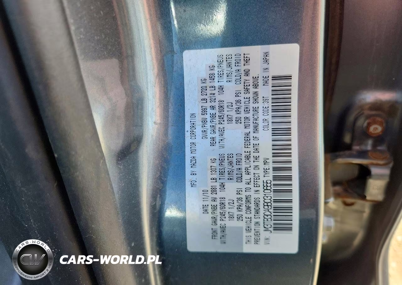 2011 Mazda Cx-9 VIN:JM3TB3CA9B0310655 - 12