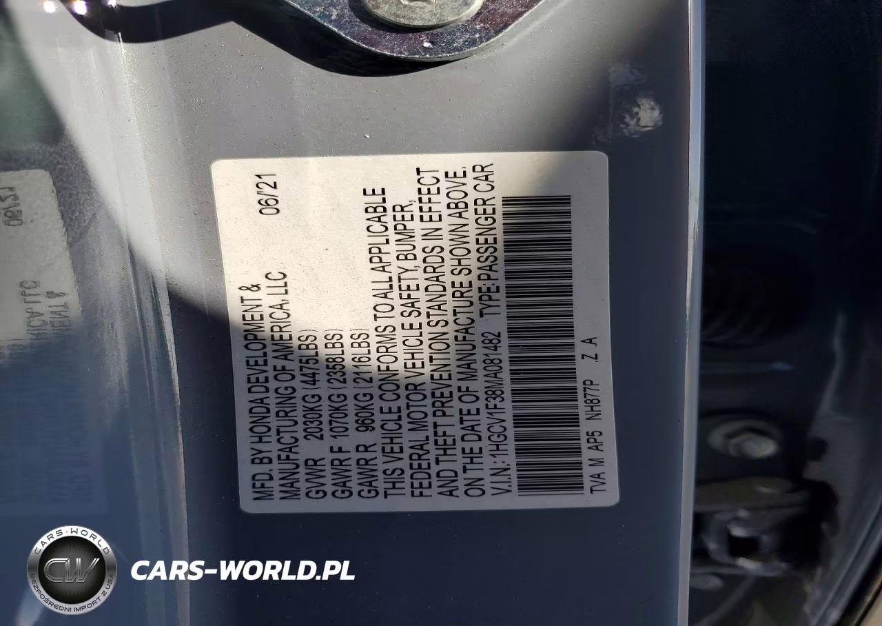 2021 Honda Accord Sport VIN:1HGCV1F38MA081482 - 13