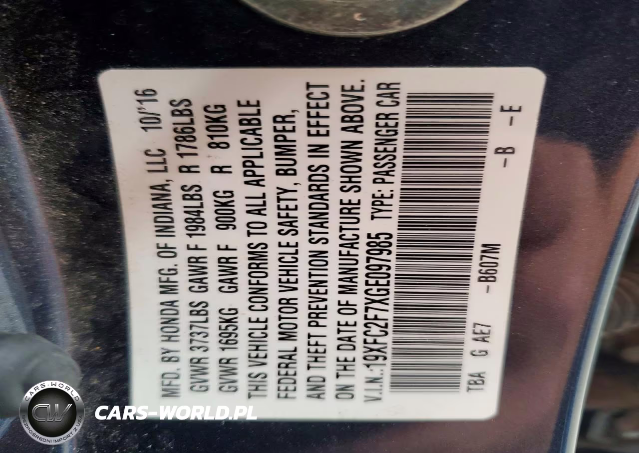 2016 Honda Civic Ex VIN:19XFC2F7XGE097985 - 12