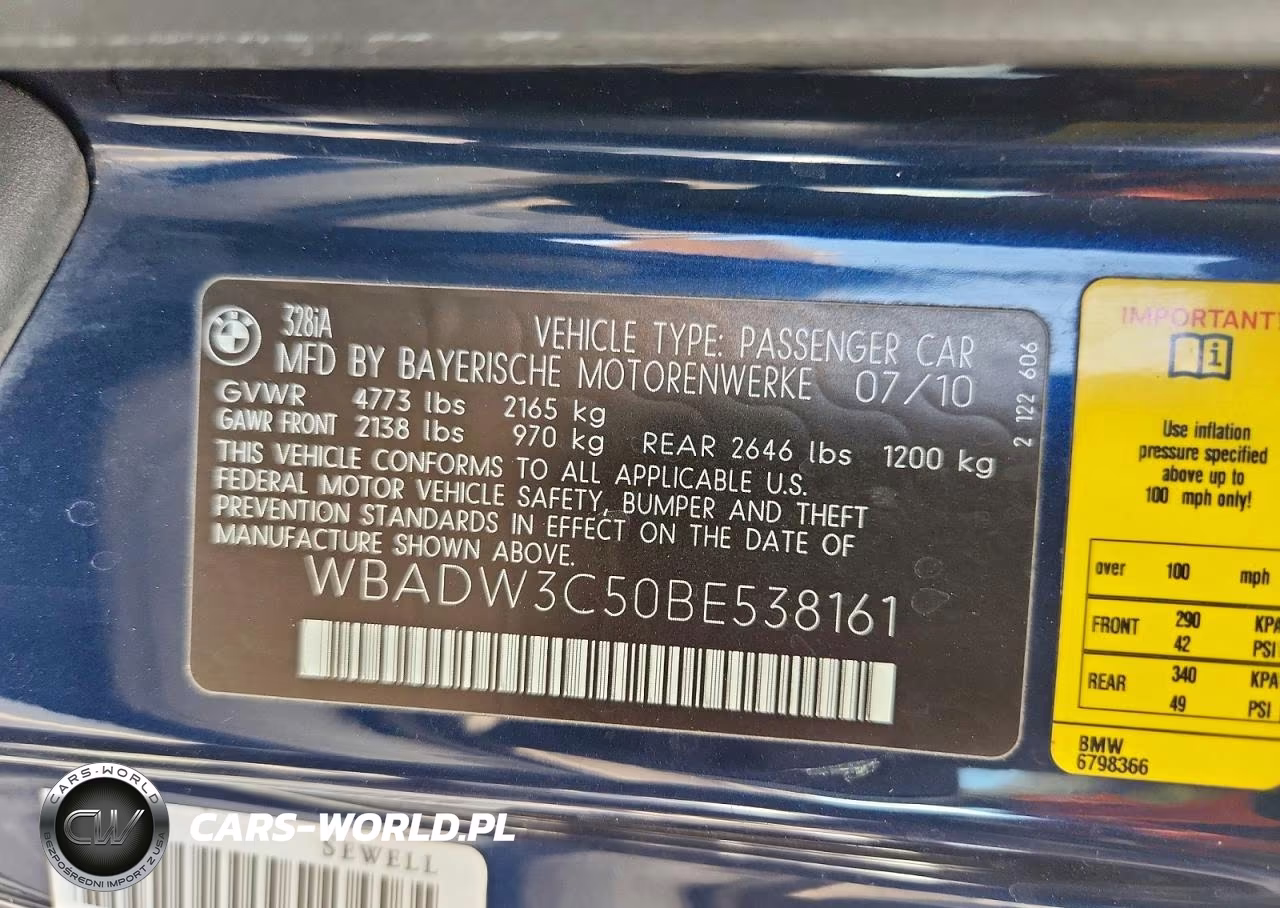 2011 BMW 328 I VIN:WBADW3C50BE538161 - 12