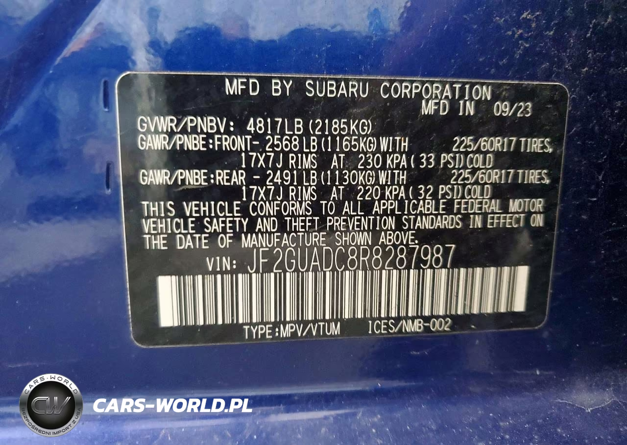 2024 Subaru Crosstrek Premium VIN:JF2GUADC8R8287987 - 14