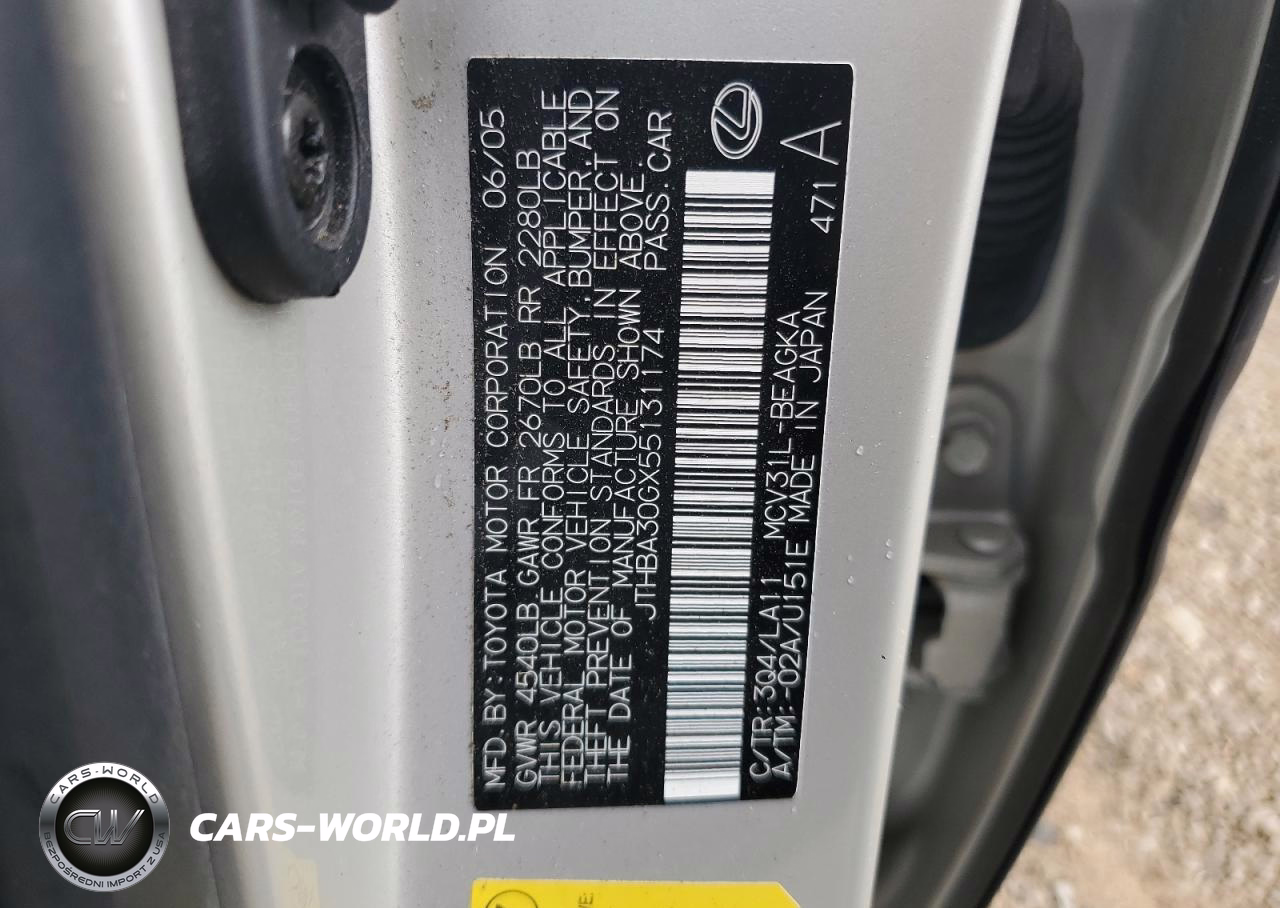 2005 Lexus Es 330 VIN:JTHBA30GX55131174 - 12
