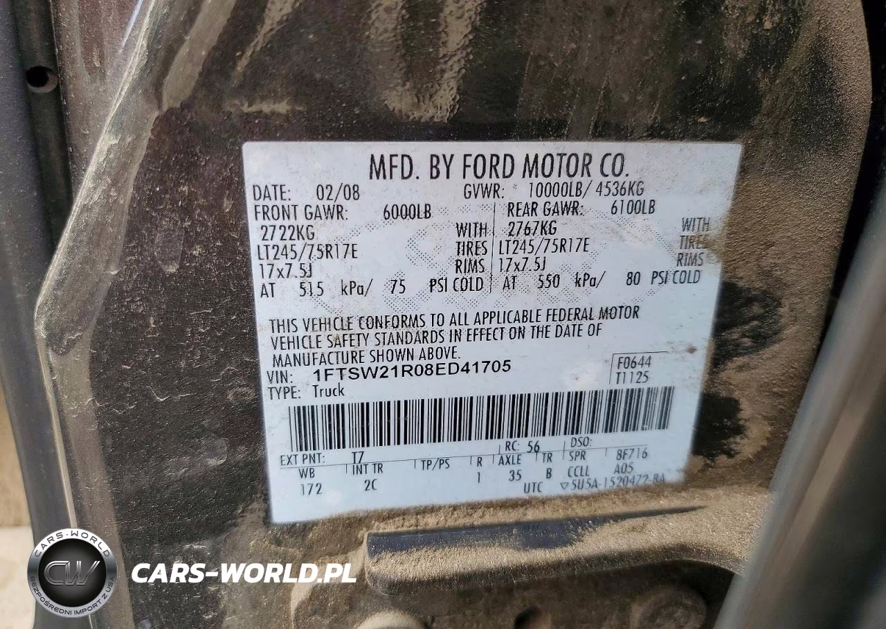 2008 Ford F250 Super Duty VIN:1FTSW21R08ED41705 - 12