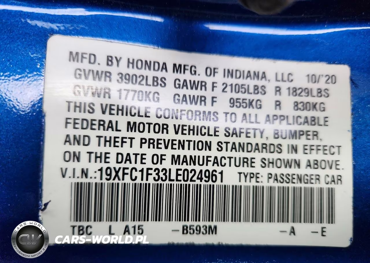 2020 Honda Civic Ex VIN:19XFC1F33LE024961 - 12