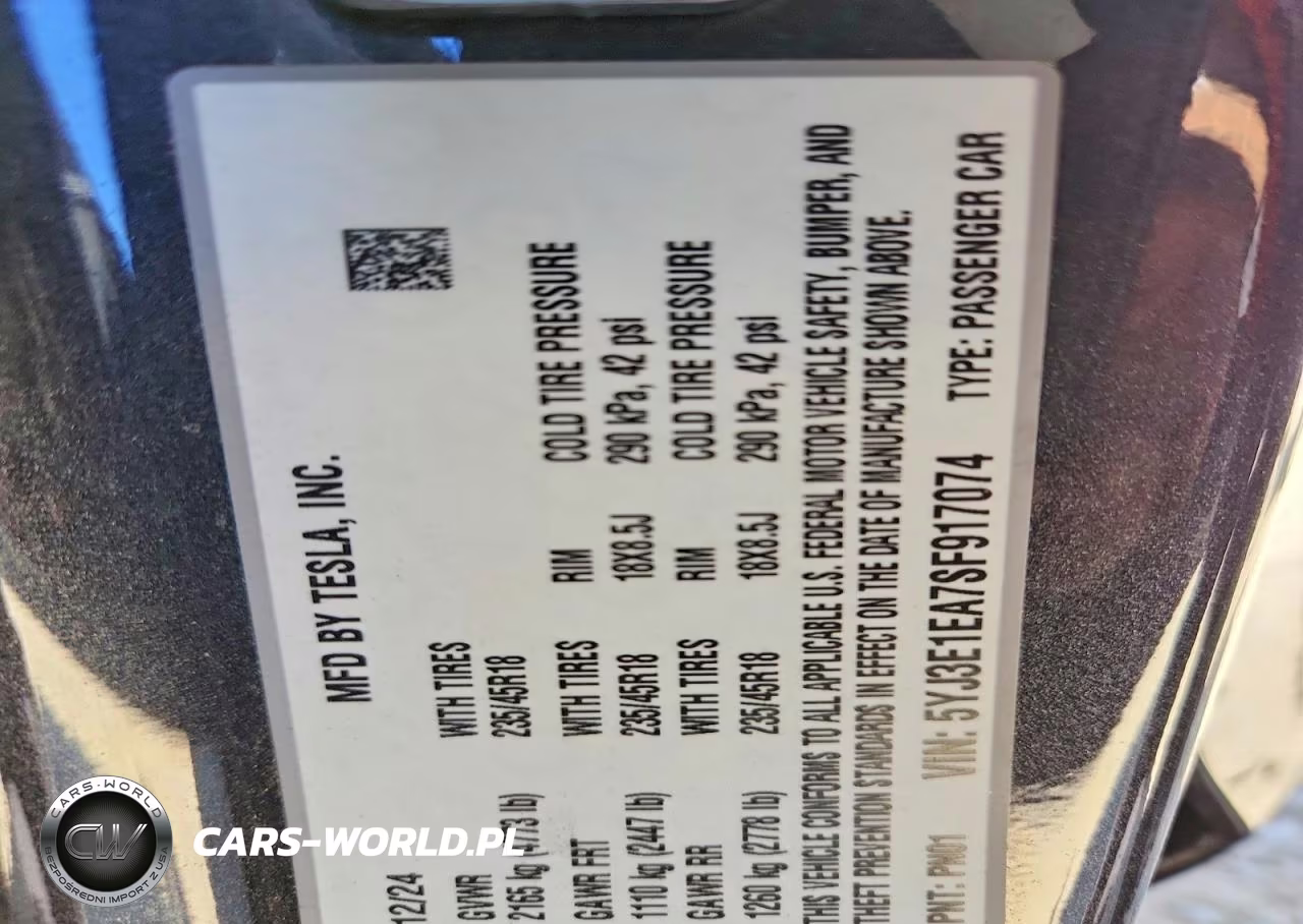 2025 Tesla Model 3 VIN:5YJ3E1EA7SF917074 - 12