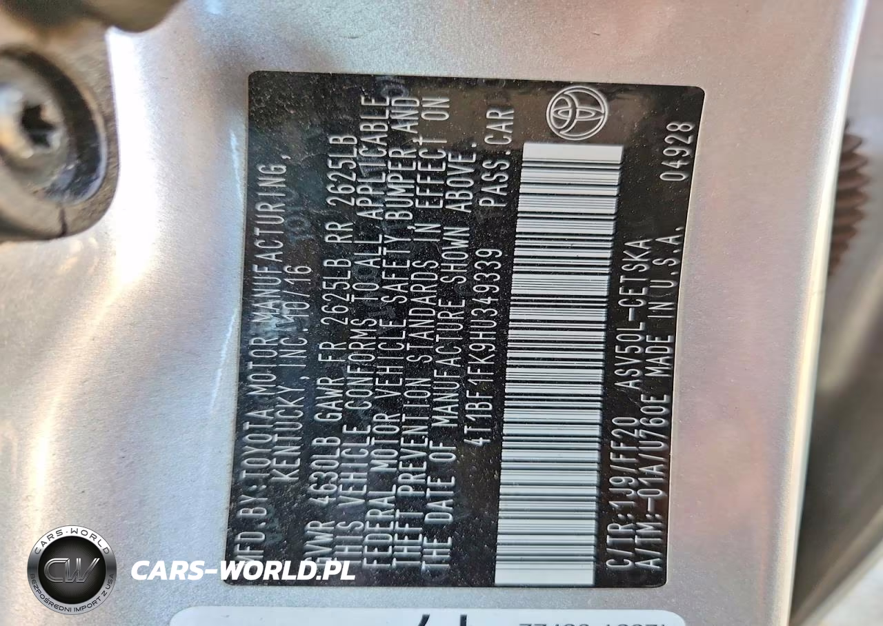 2017 Toyota Camry Se VIN:4T1BF1FK9HU349339 - 13