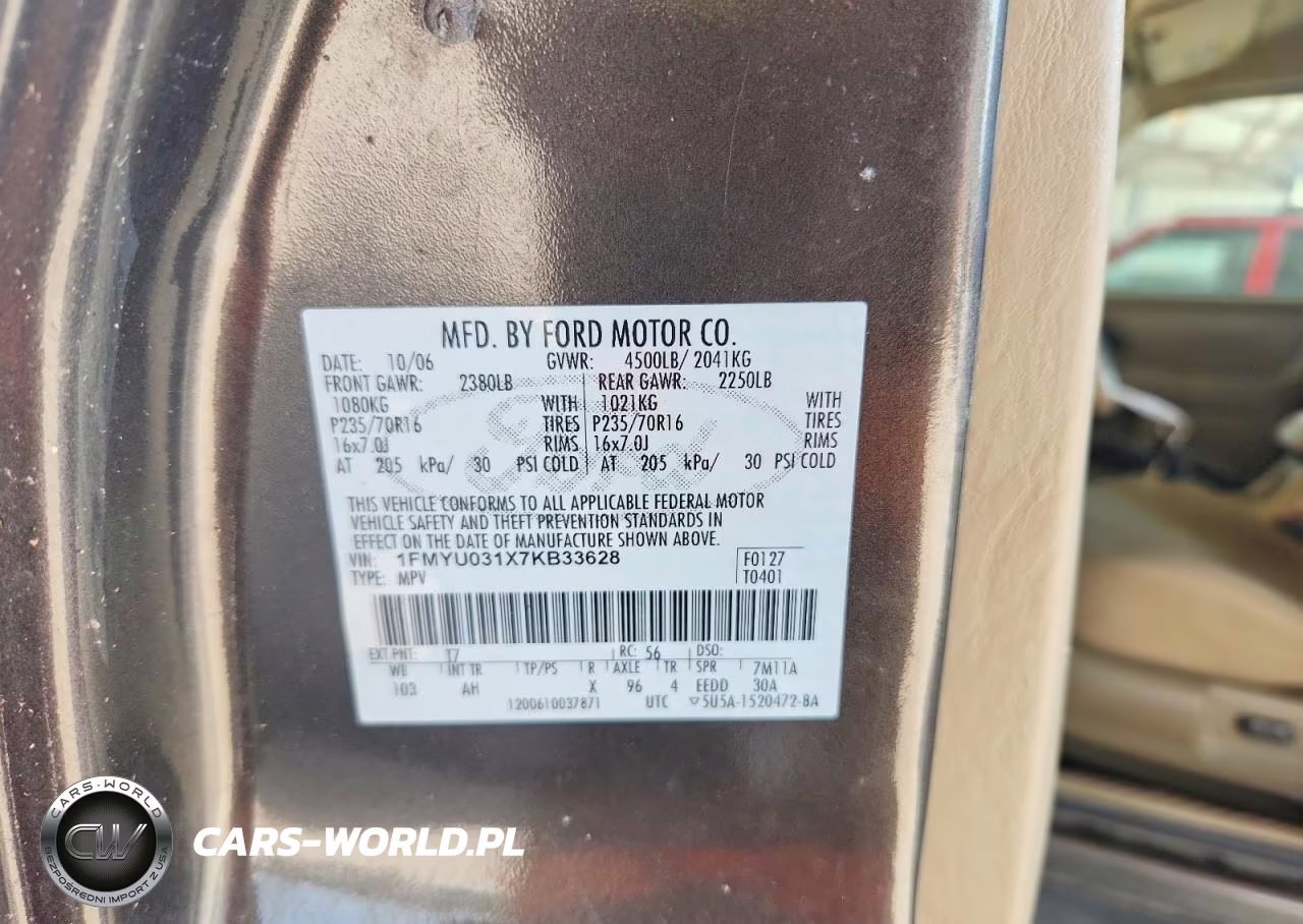 2007 Ford Escape Xlt VIN:1FMYU031X7KB33628 - 12