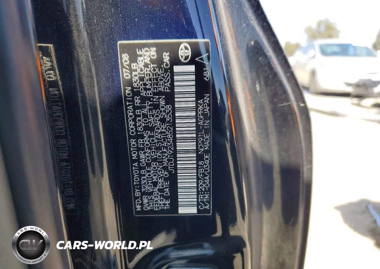 2008 Toyota Yaris Base VIN:JTDJT923485213538 - 12