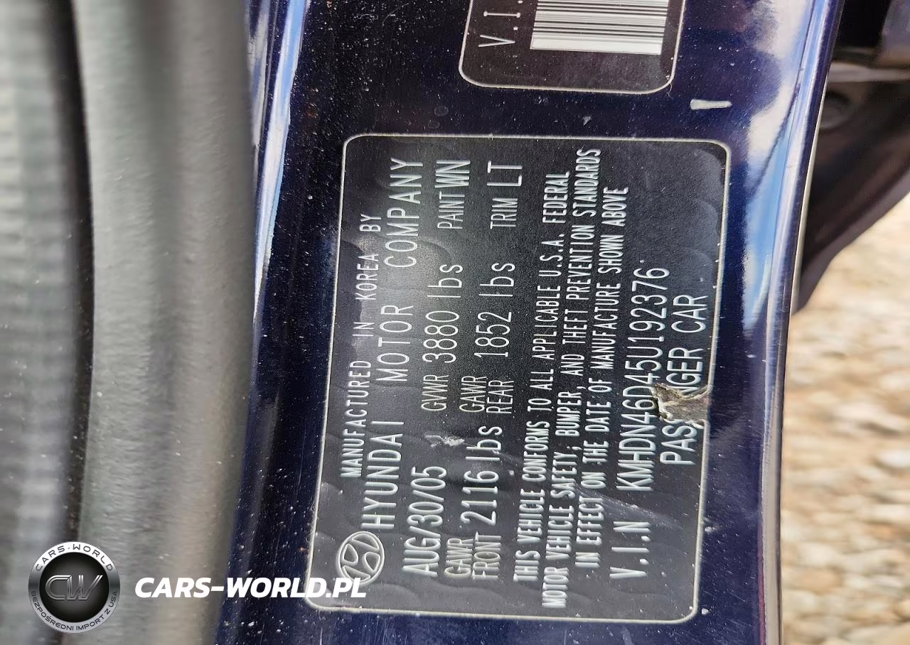 2005 Hyundai Elantra Gls VIN:KMHDN46D45U192376 - 12