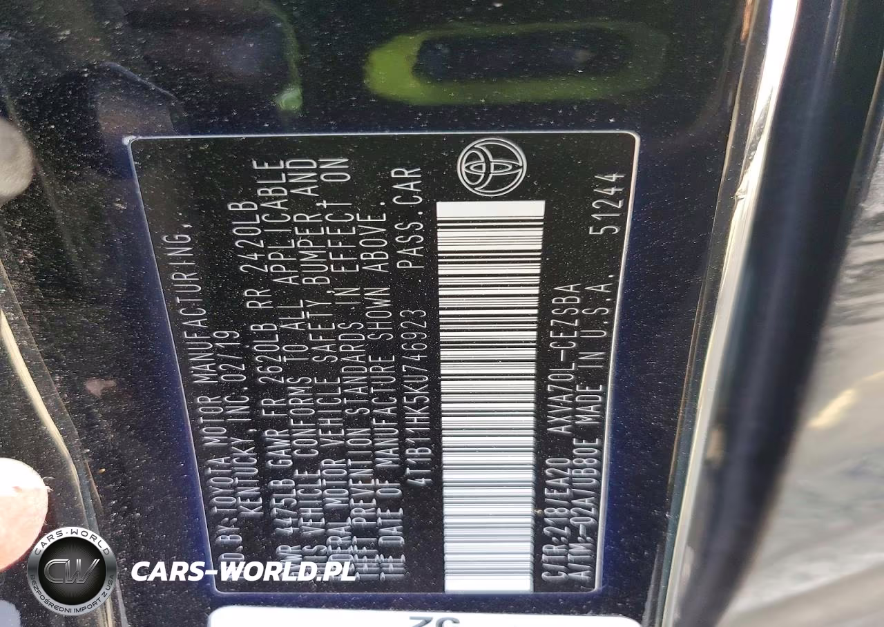 2019 Toyota Camry Se VIN:4T1B11HK5KU746923 - 12