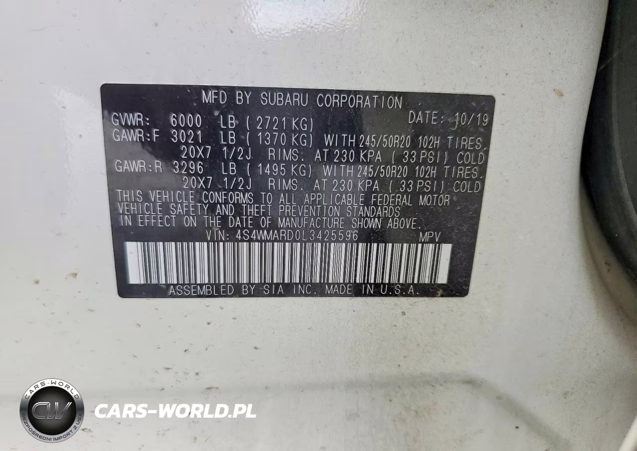 2020 Subaru Ascent Touring VIN:4S4WMARD0L3425596 - 14