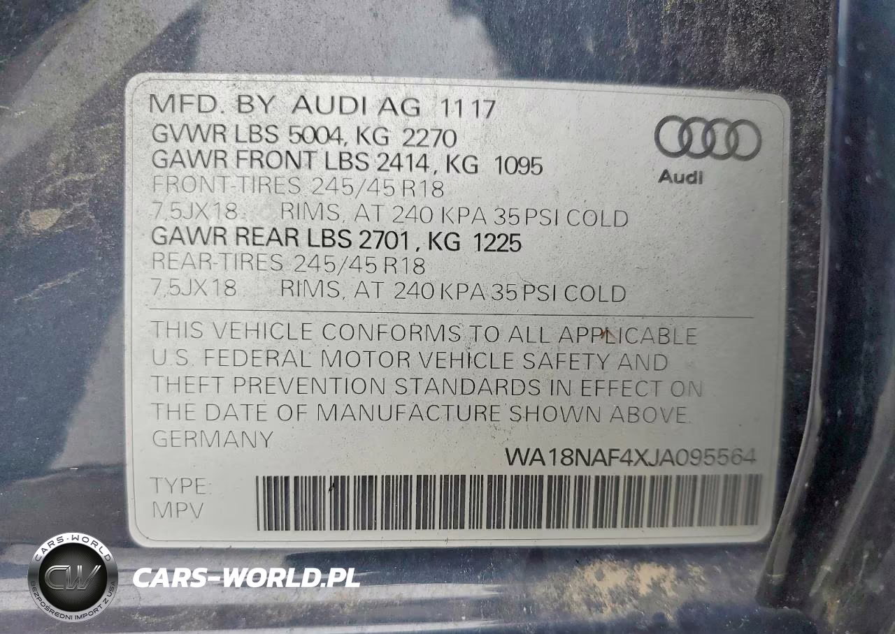 2018 Audi A4 Allroad Premium Plus VIN:WA18NAF4XJA095564 - 12