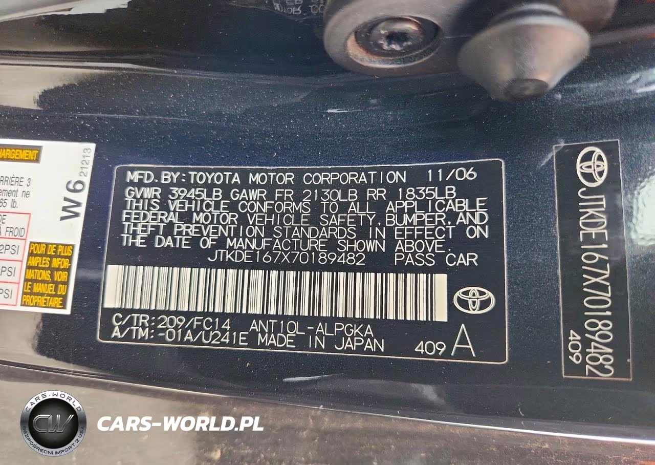 2007 Toyota Scion Tc VIN:JTKDE167X70189482 - 13