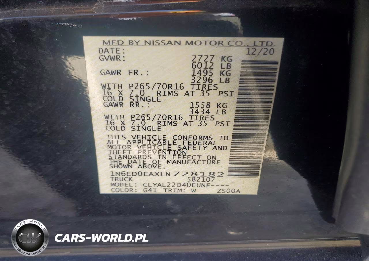 2020 Nissan Frontier Sv VIN:1N6ED0EAXLN728182 - 12