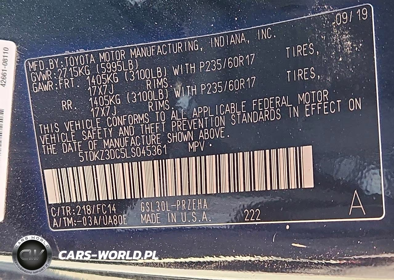 2020 Toyota Sienna Le VIN:5TDKZ3DC5LS045361 - 13