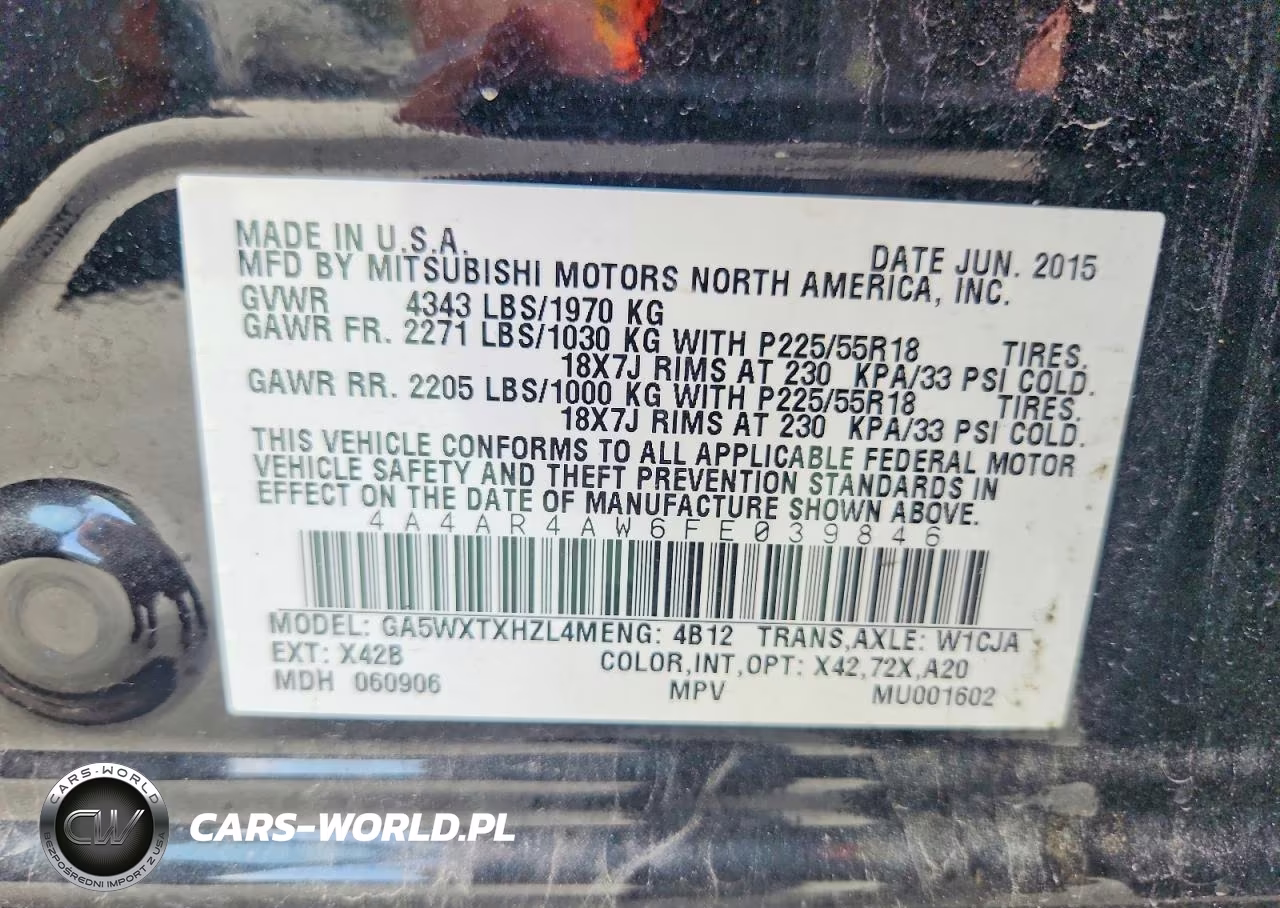 2015 Mitsubishi Outlander Sport Se VIN:4A4AR4AW6FE039846 - 13