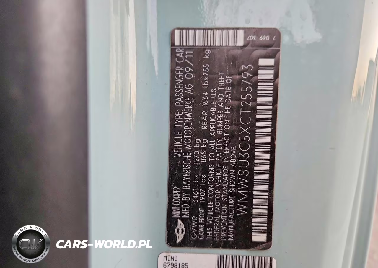 2012 Mini Cooper VIN:WMWSU3C5XCT255793 - 12