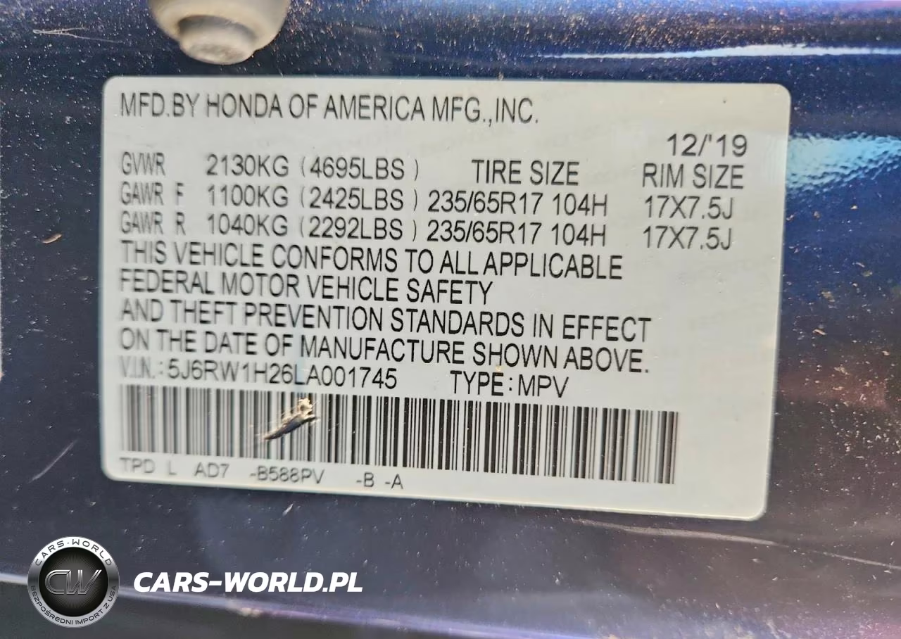 2020 Honda Cr-V Lx VIN:5J6RW1H26LA001745 - 14