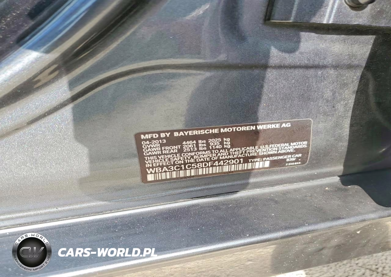 2013 BMW 328 I Sulev VIN:WBA3C1C58DF442901 - 12
