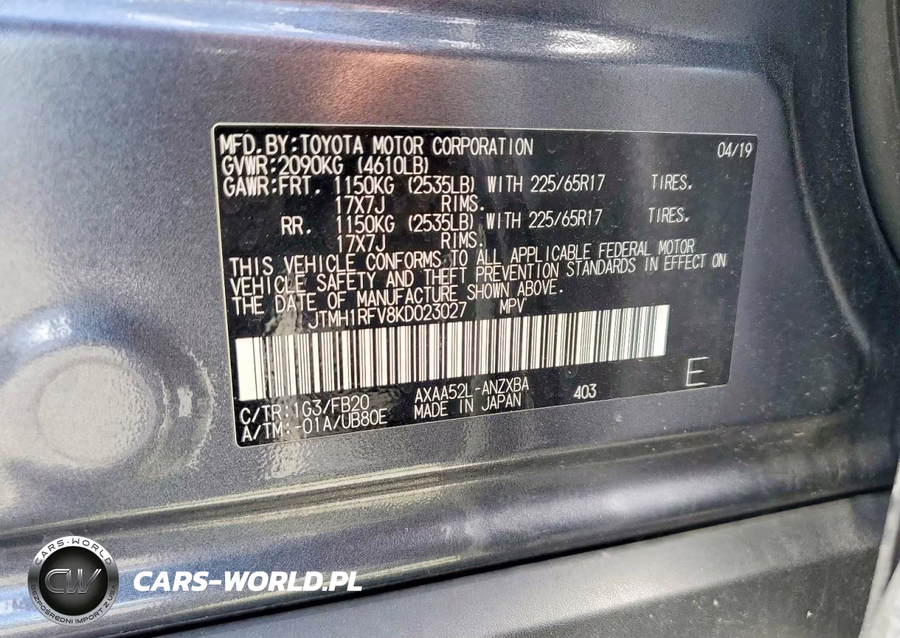 2019 Toyota Rav4 Le VIN:JTMH1RFV8KD023027 - 12