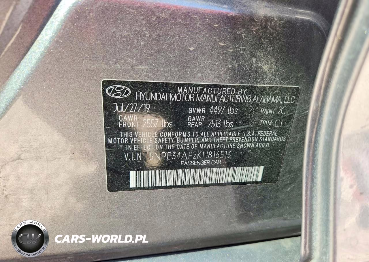 2019 Hyundai Sonata Sport VIN:5NPE34AF2KH816513 - 12