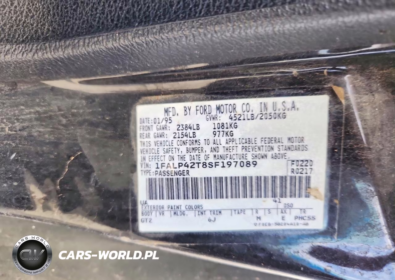 1995 Ford Mustang Gt VIN:1FALP42T8SF197089 - 12