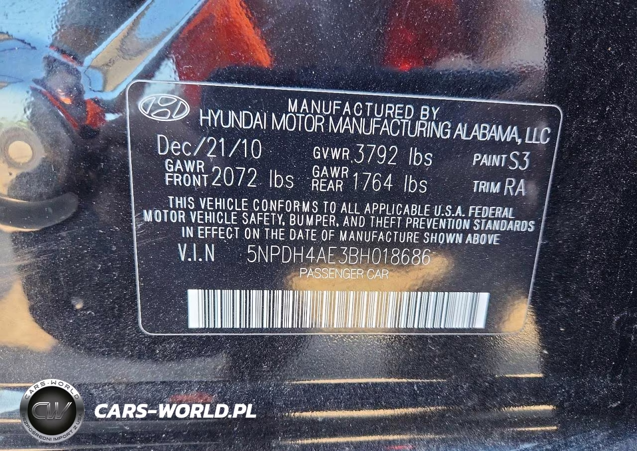 2011 Hyundai Elantra Gls VIN:5NPDH4AE3BH018686 - 12