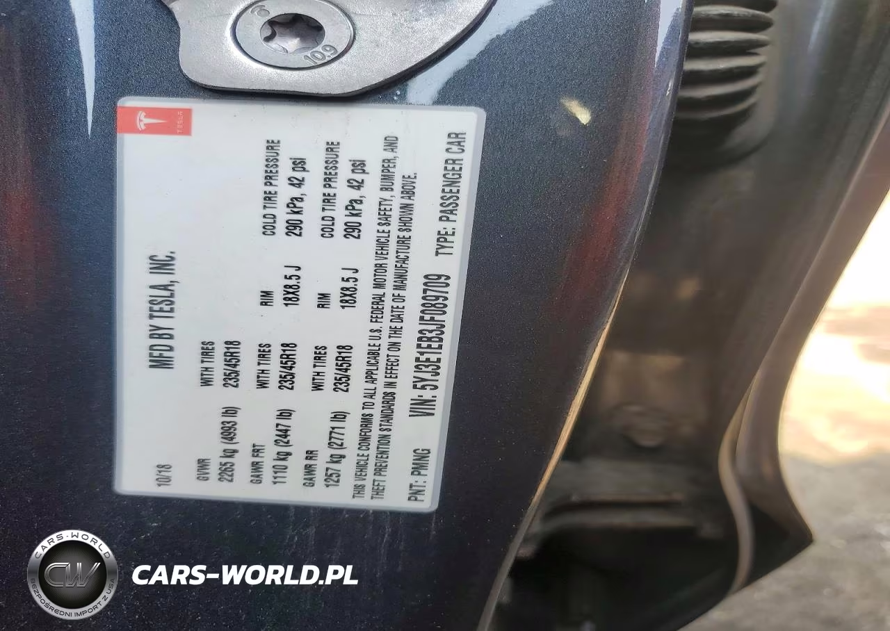 2018 Tesla Model 3 VIN:5YJ3E1EB3JF089709 - 12
