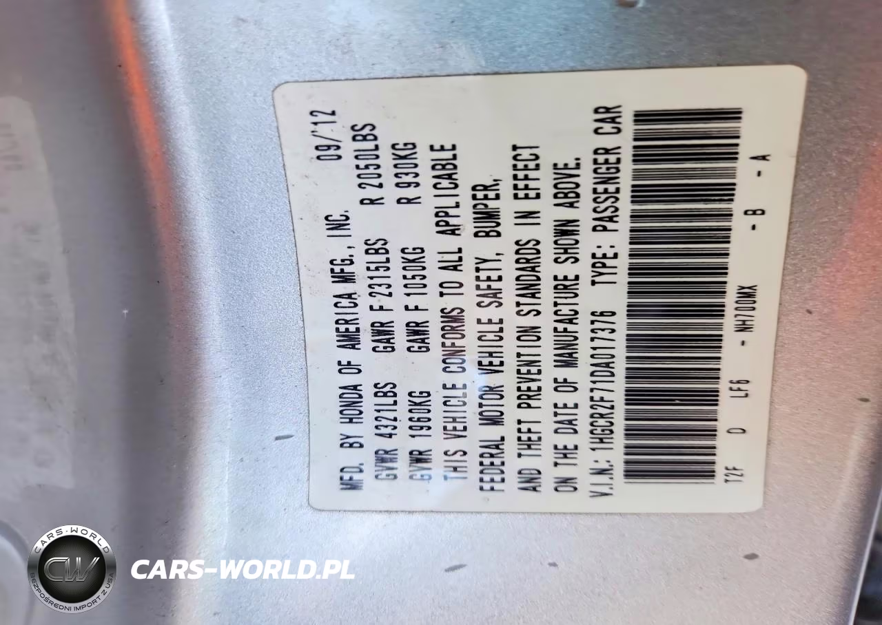 2013 Honda Accord Ex VIN:1HGCR2F71DA017376 - 12