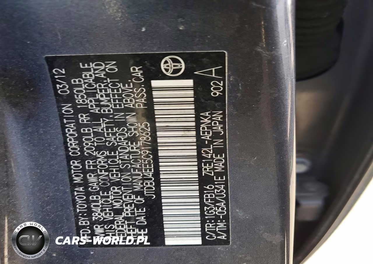 2012 Toyota Corolla Le VIN:JTDBU4EE5C9178625 - 12